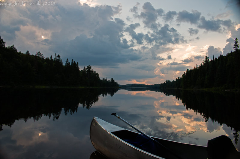 Canoe, sunset, algonquin provincial park, camping