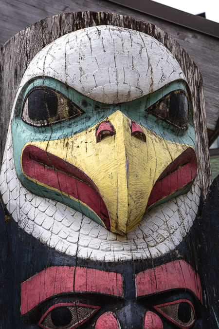 totem pole, native art, eagle, carving, Hoonah, Alaska, Canon