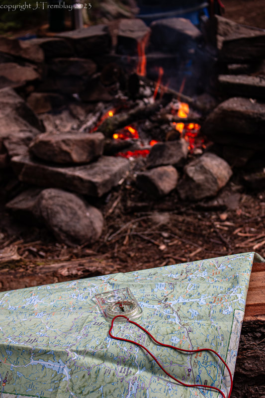 campfire, compass, map, still life, Canon, Camping, orienteering